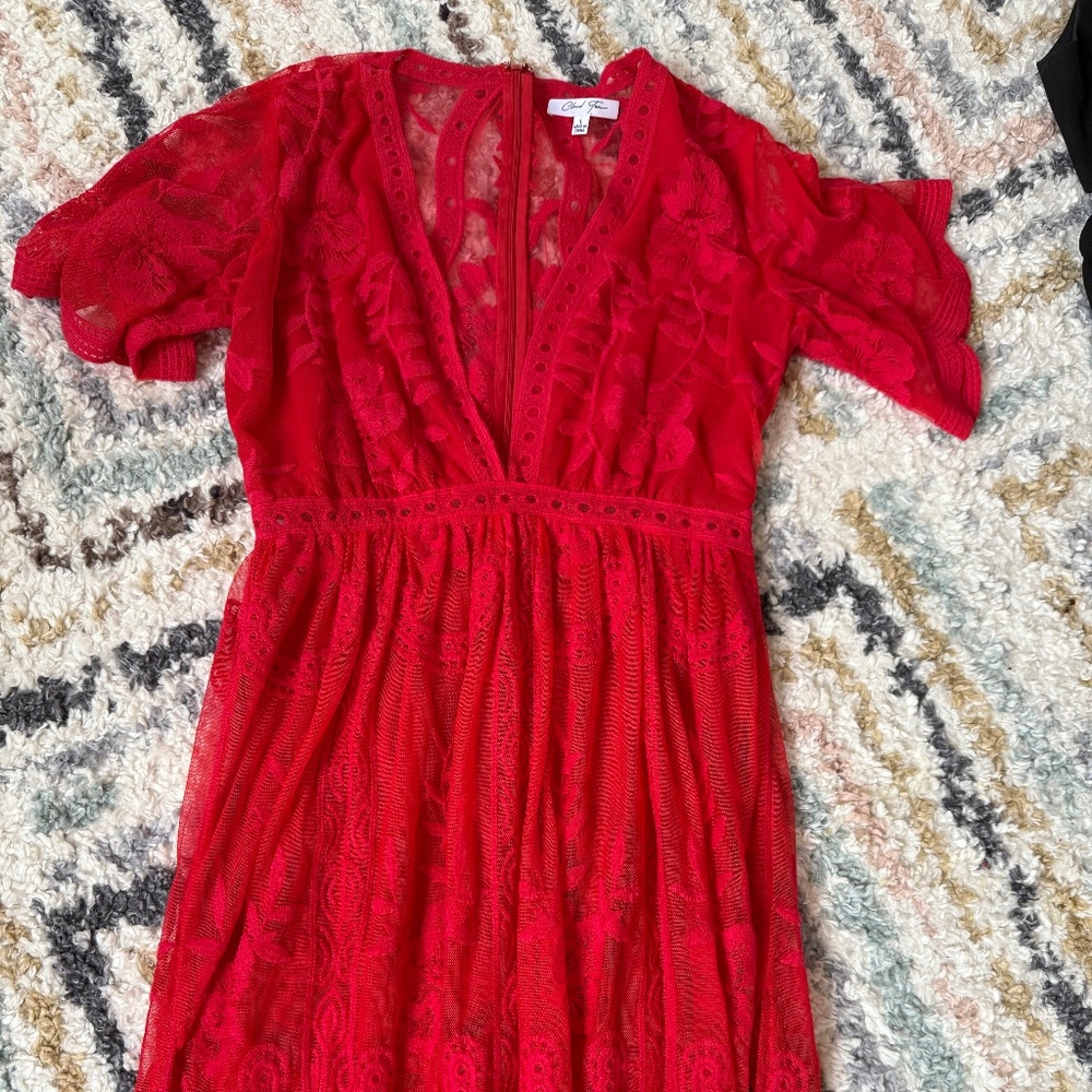Cloud Ten Red lace maxi dress/romper